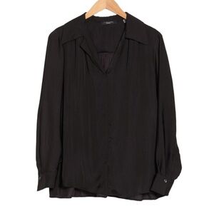 T Tahari Poet Long Sleeve Top (Plus) 1x BLACK NWT